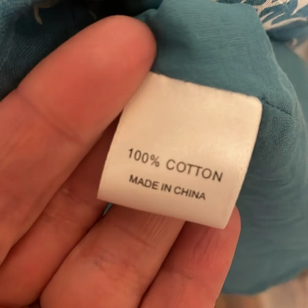 Trovata Blue & White Bird Print Cotton Halter Sundress - Image 5