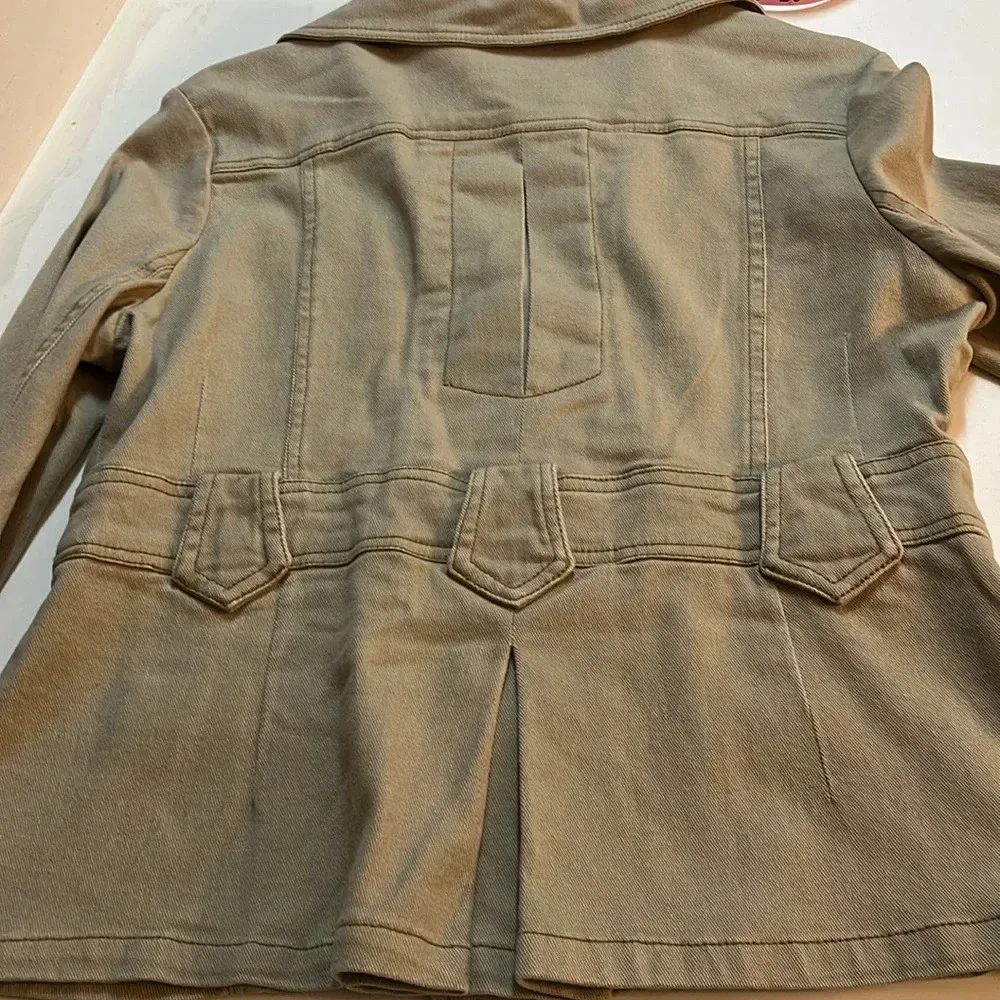 Luii jacket medium neutral jacket denim feel cotton blend cute buttons pockets Tan - Image 9