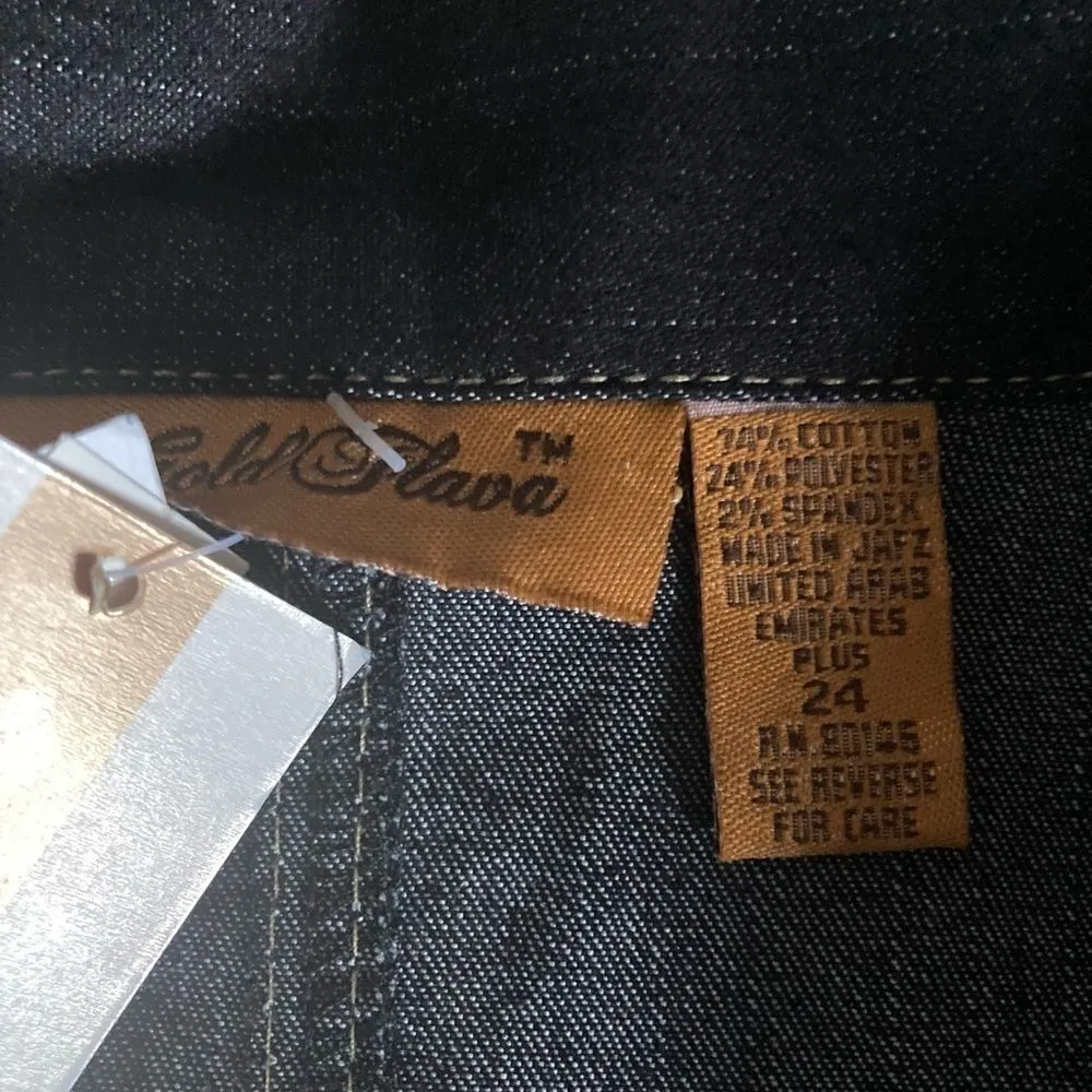 GOLD FLAOA, women’s stretch,‎ Jean Jacket, Size 24, Dark Denim, Plus Size, Black - Image 8