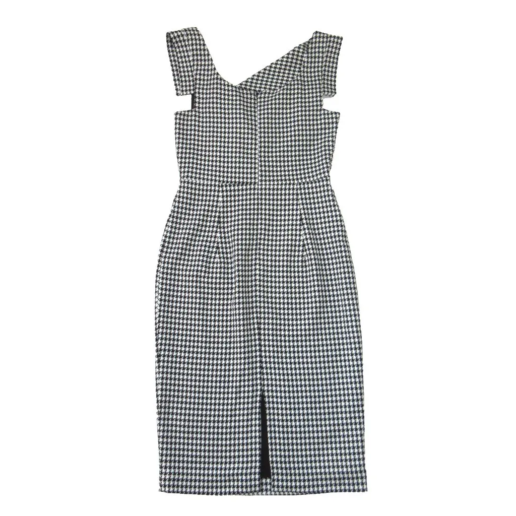 NWT Black Halo Jackie O in Black White Classic Chic Houndstooth Sheath Dress 4 - Image 6
