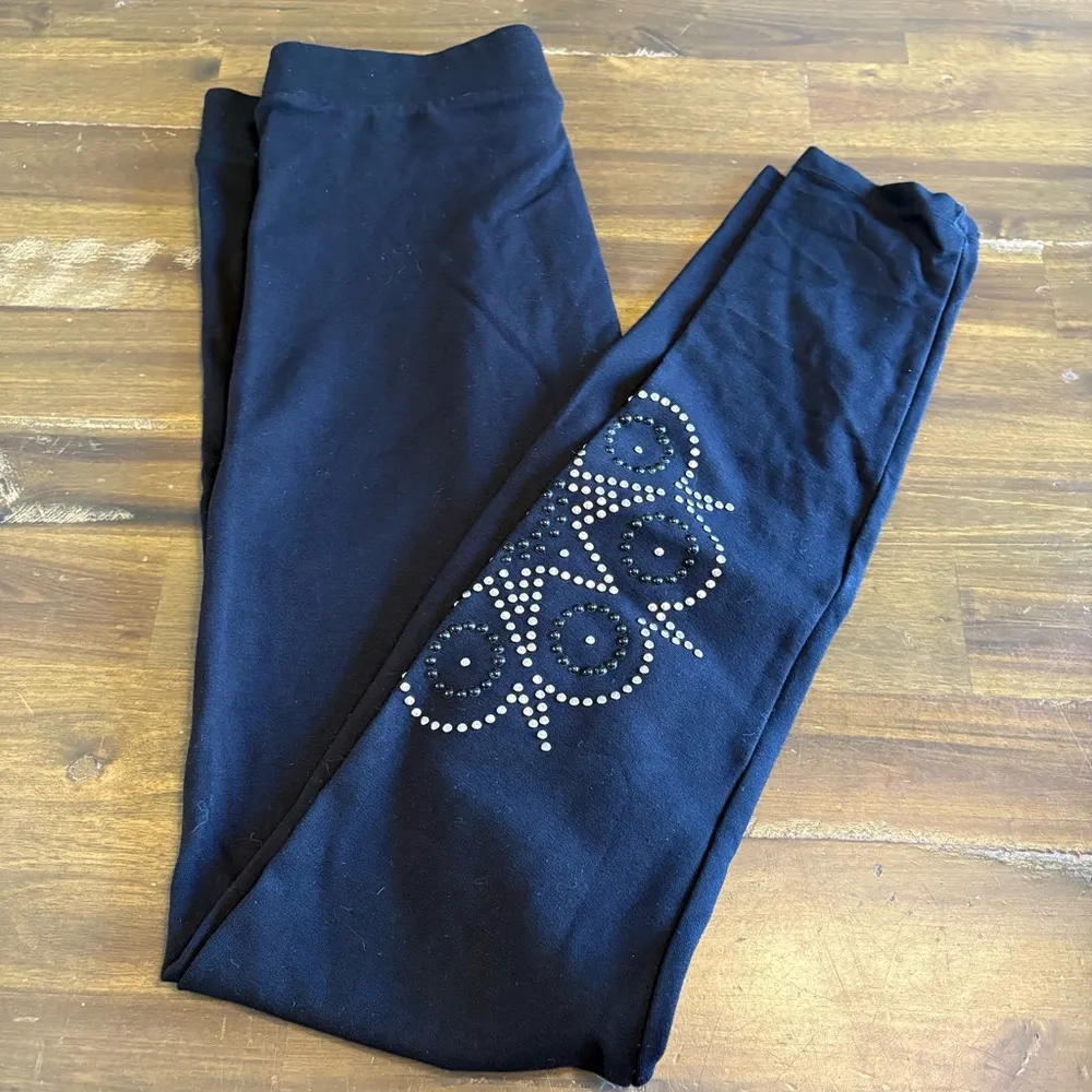 DESIGUAL Black Stud Accent Pull On Leggings Pants High Waisted Stretchy M - Image 5