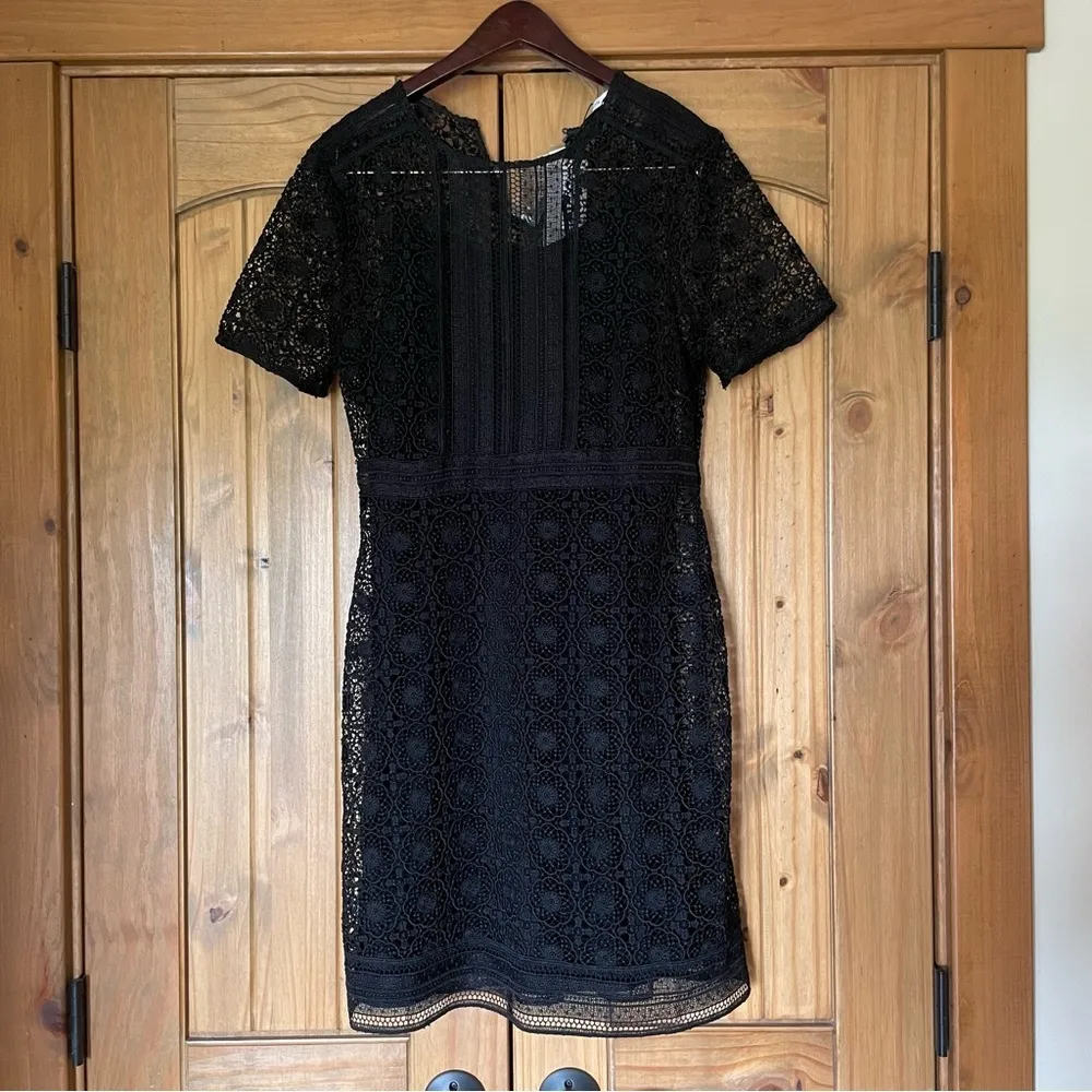 MANGO Suit Black Crochet Eyelet Dress Size 8 - Image 4