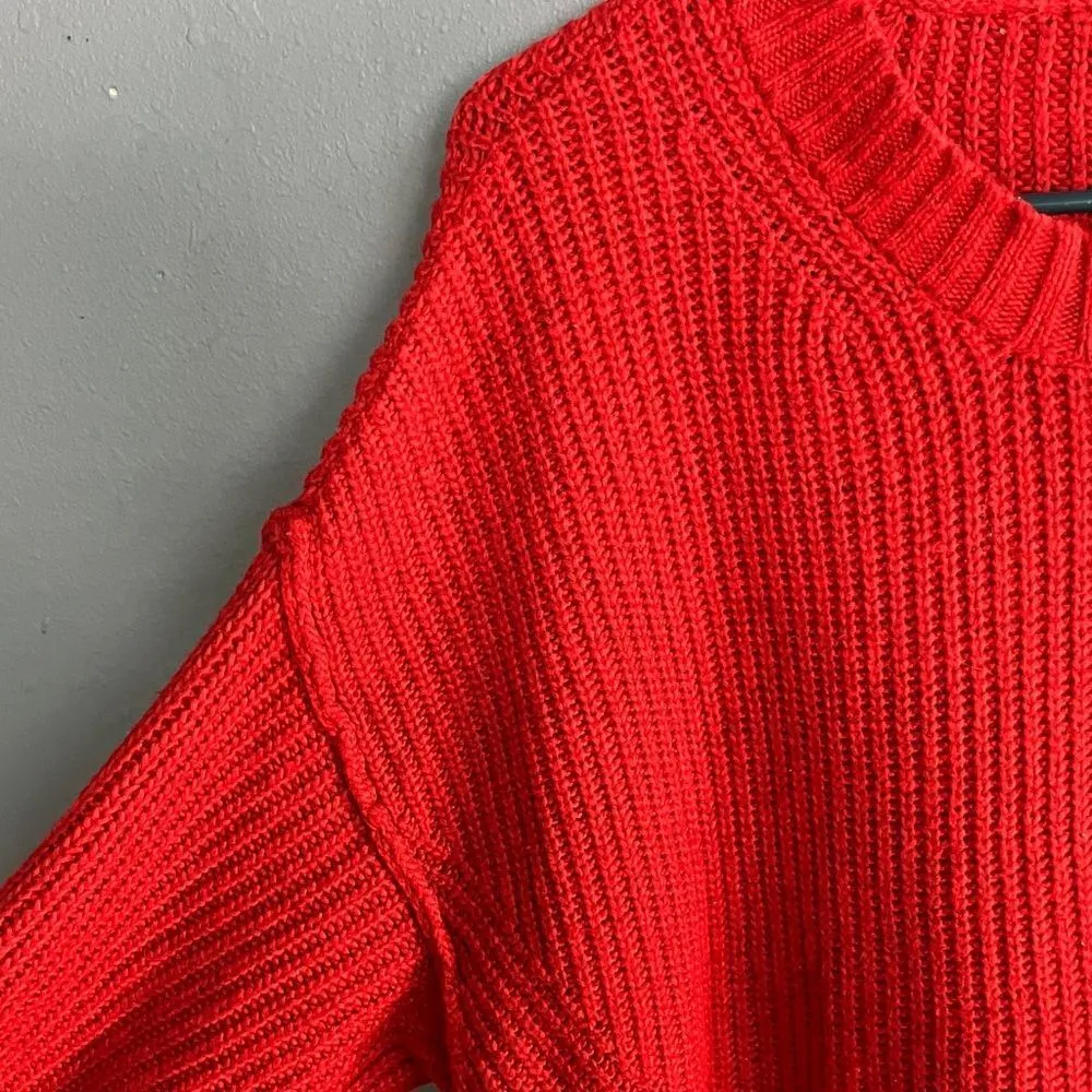 American Eagle Dreamspun Dolman Sleeve Red Knit Oversized Crewneck Sweater #722 - Image 5