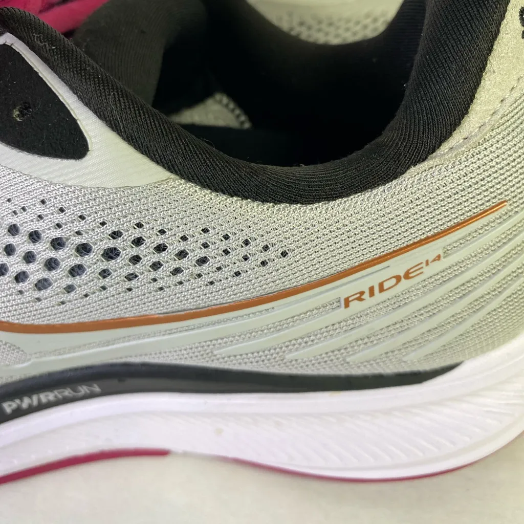 Saucony Ride 14 Women’s 6.5 Running Shoes Gray Pink Lace Up Athletic Comfort - Image 4