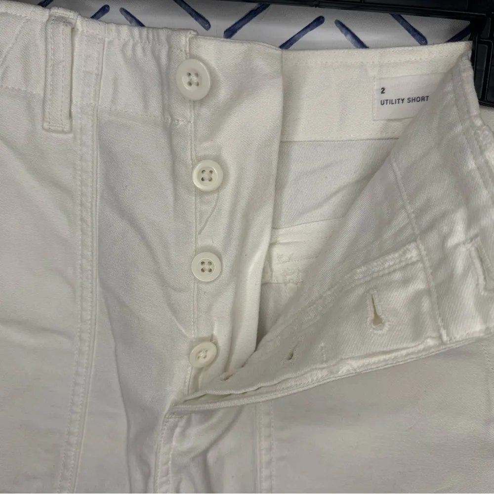 GAP High Waist Utility Short Frayed Ivory Sz 2 - Image 4