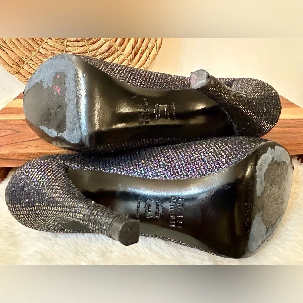 Stuart Weitzman Evabaton Perp Toe Platform Evening Pumps Iris Glitter Size 8.5 - Image 15