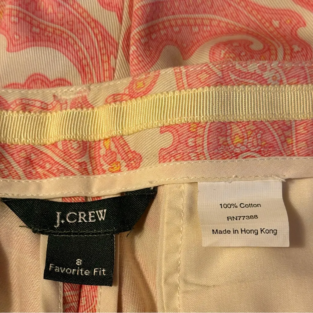J Crew Favorite Fit / Pink Paisley Midrise Cotton Crop Ankle Pants - Image 3