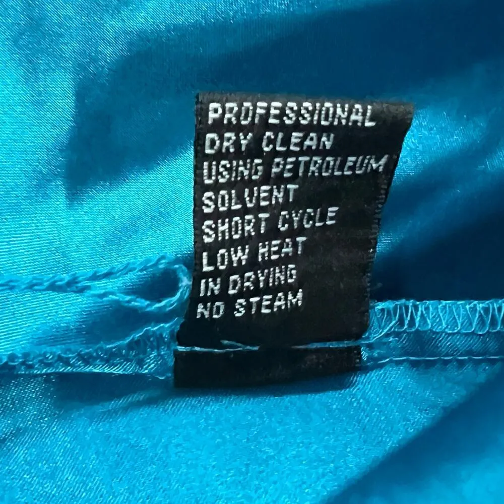 Aidan Mattox Maxi Dress 6 Teal Blue Beaded Rhinestones Ball Gown Prom Occasion - Image 16