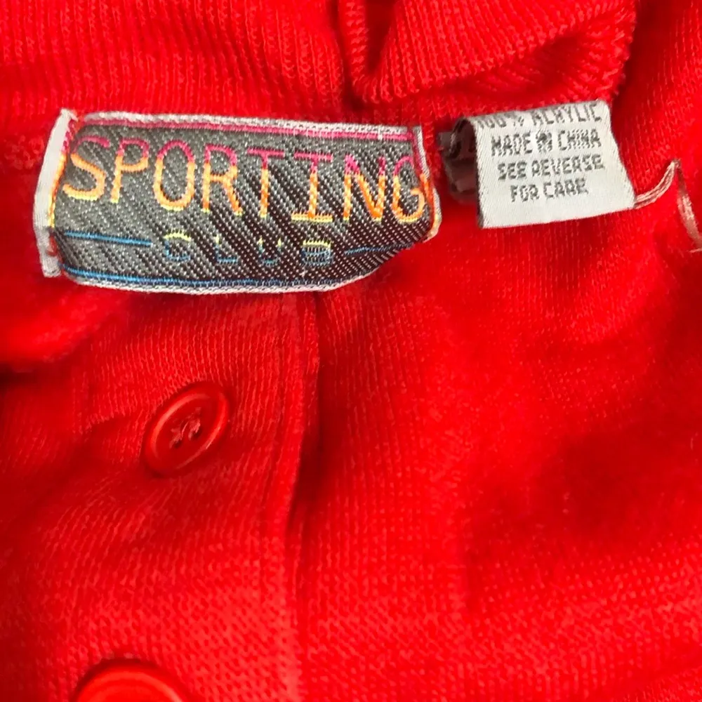 Vintage Red and White Rugby Shirt Large - Image 4