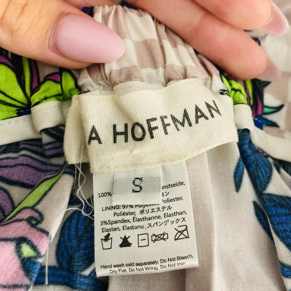 Mara Hoffman mixed print tropical lavender colored midi dress. Size Small - Image 7