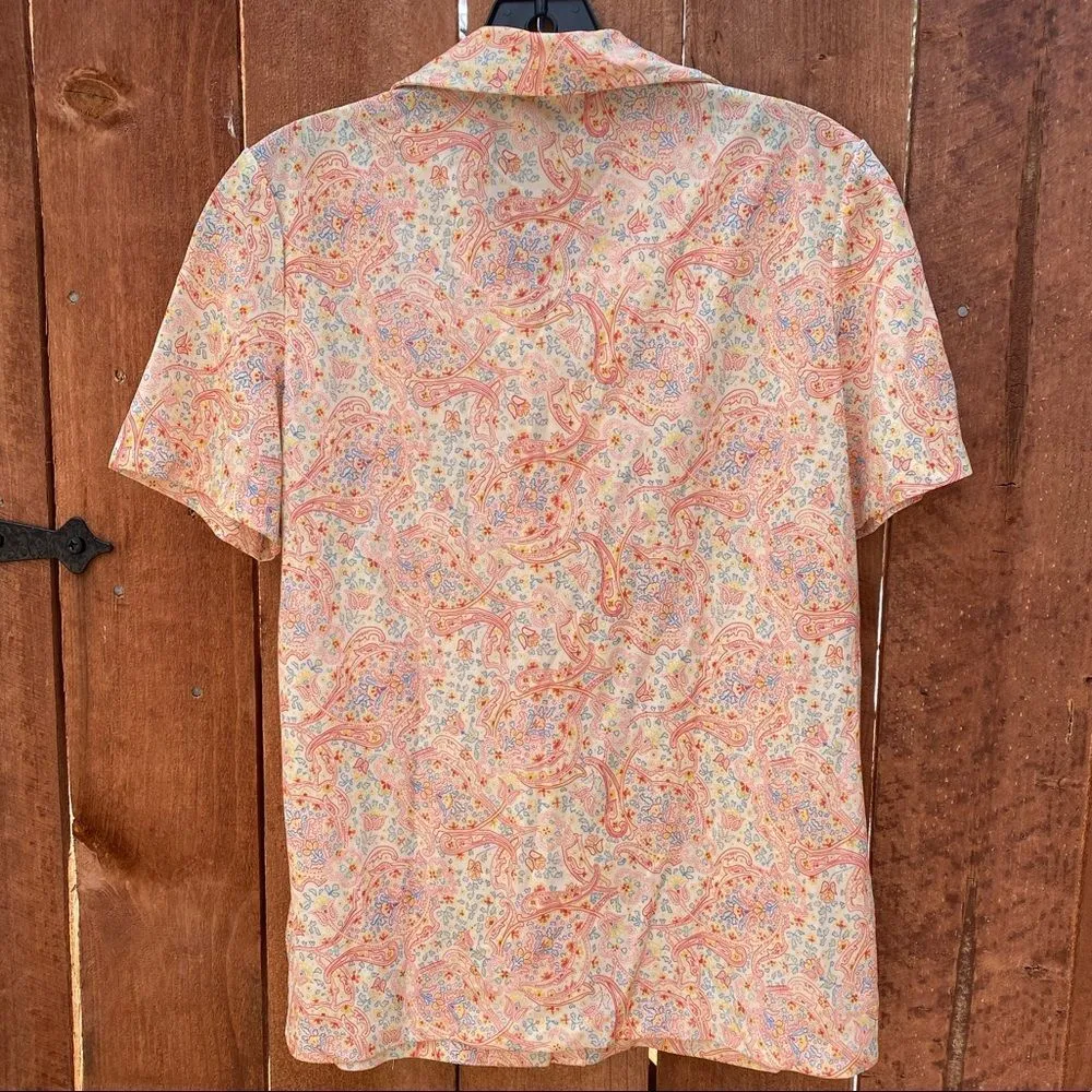 Vintage Short Sleeve‎ Shirt Polyester Size M - Image 6