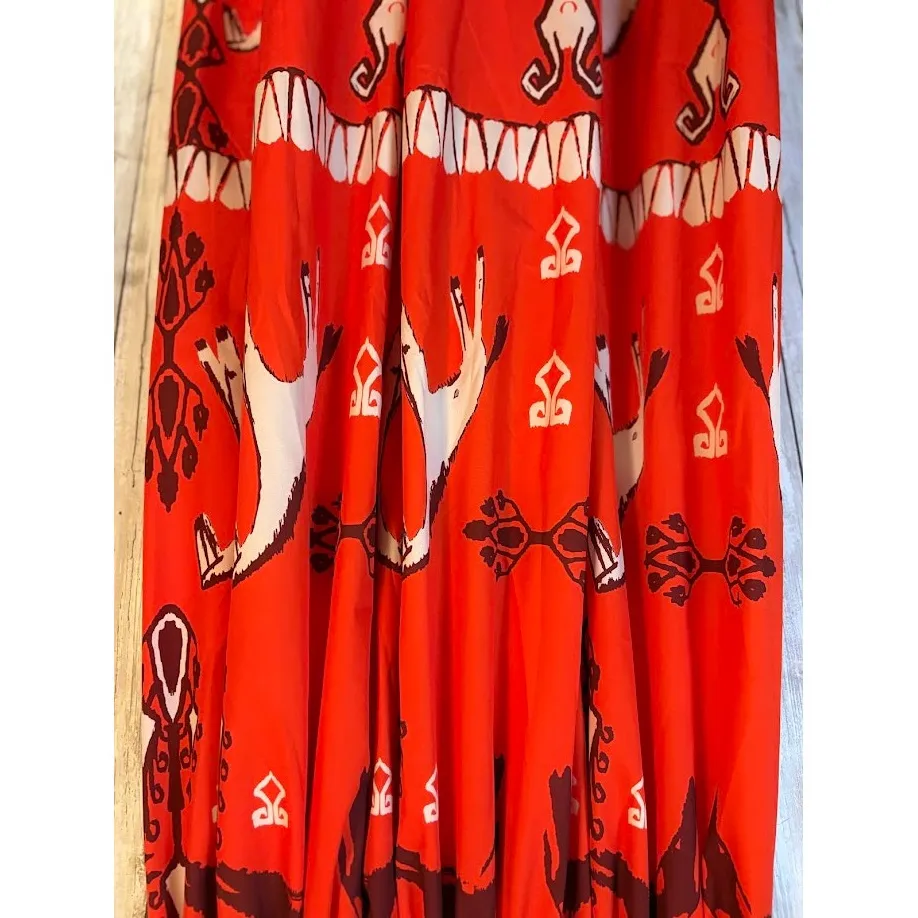 SundayUp Boutique Brand Horse Print Skirt Size Small NWT Orange - Image 2