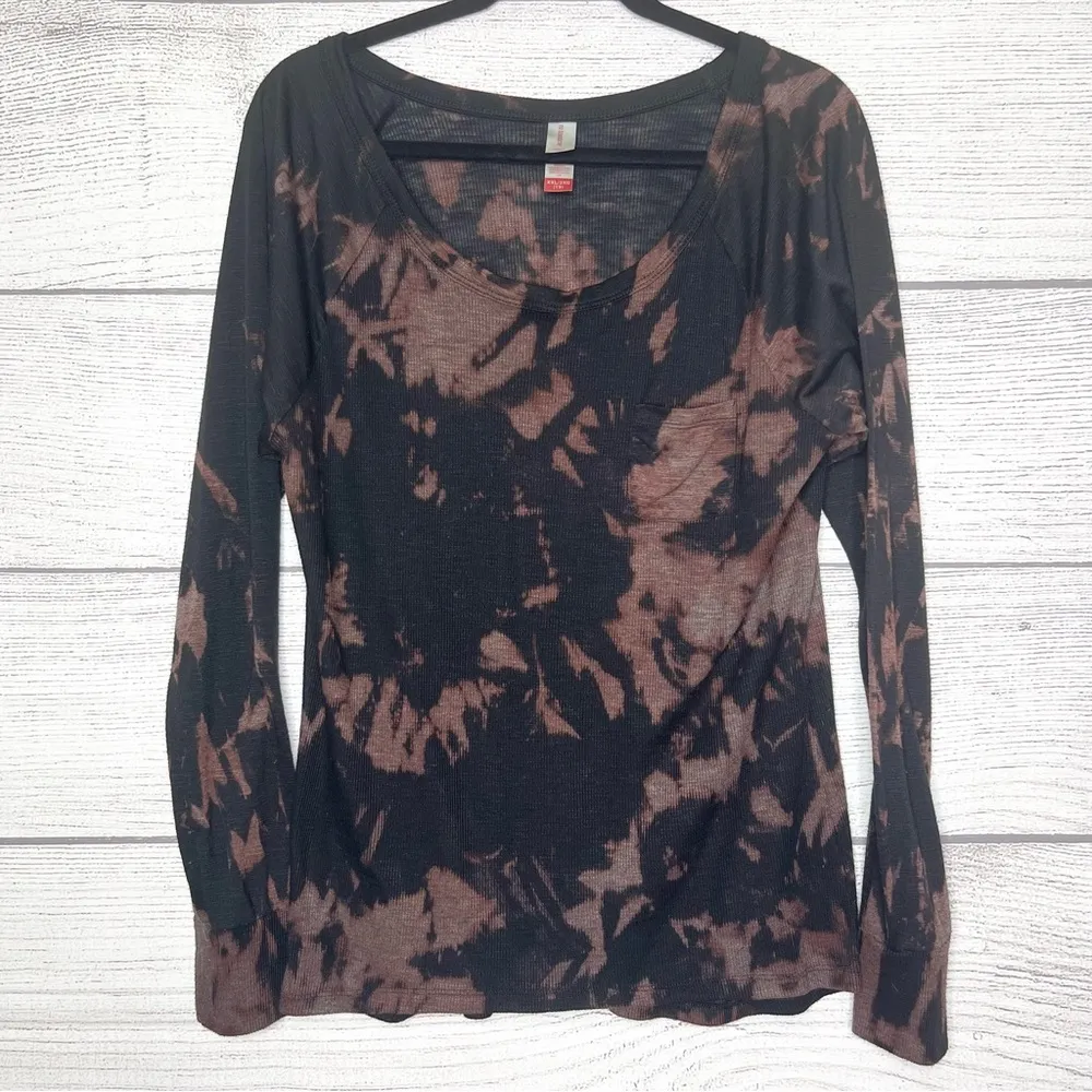 Hand Dyed Bleach Tie Dye Scoop Neck Long Sleeve Thermal Top Size XXL - Image 9