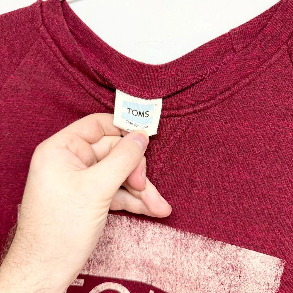 Toms Women Burgundy Red Long Sleev Crewneck Sweater Size Small - Image 2