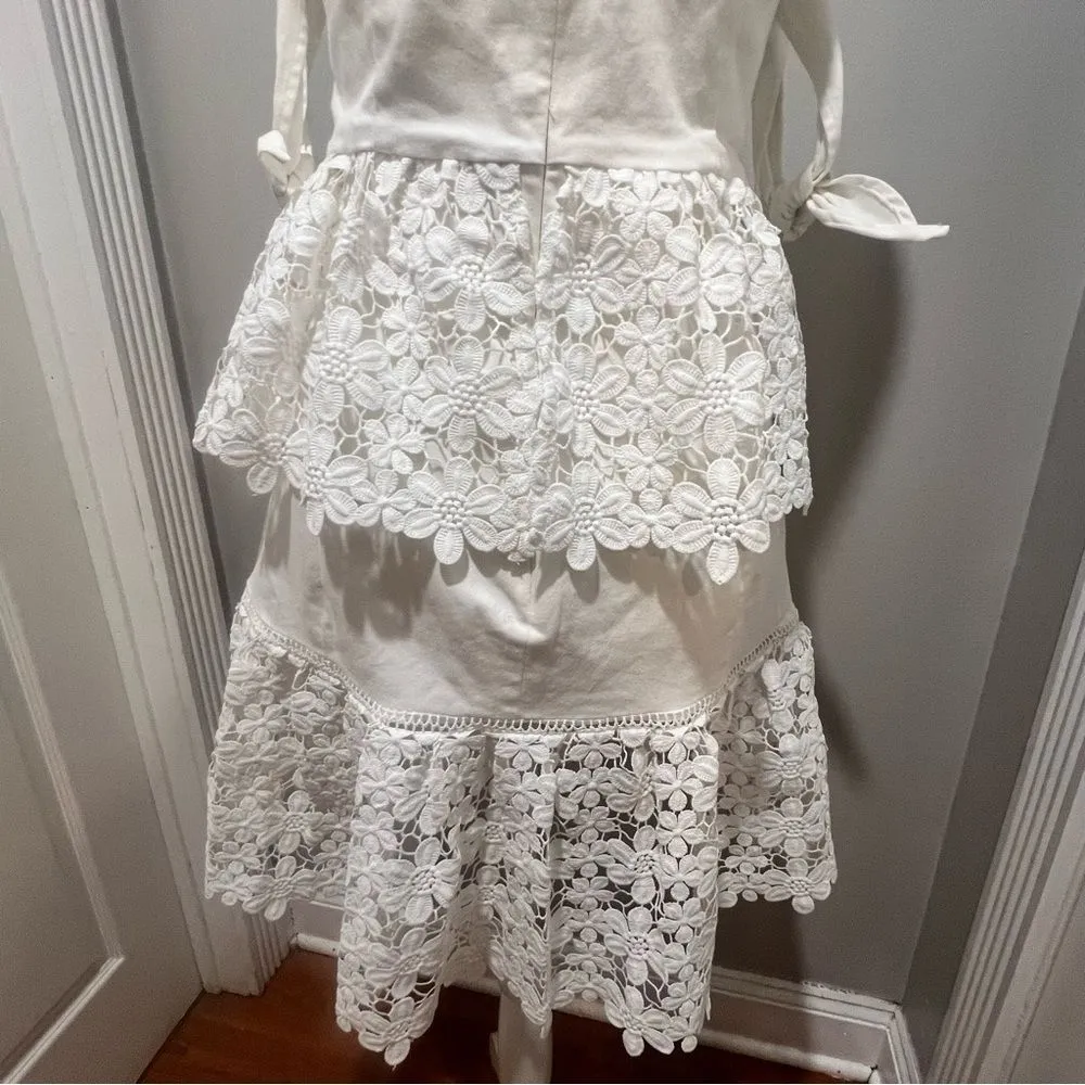 NWT Endless Rose White lace Tiered off the shoulder women's mini dress large - Image 9