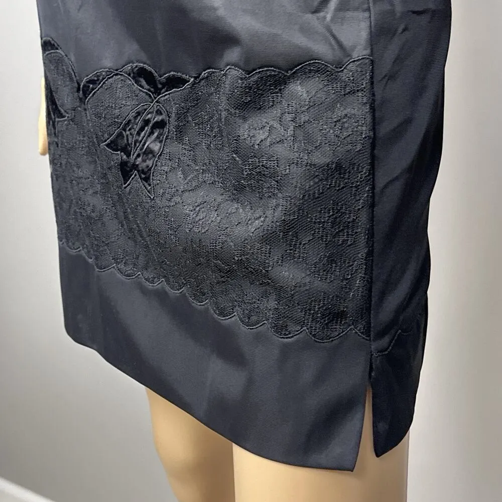 Vintage Sharon Lingerie Very Short Half Slip Nylon Medium RN 21310 Lace Applique Black - Image 6