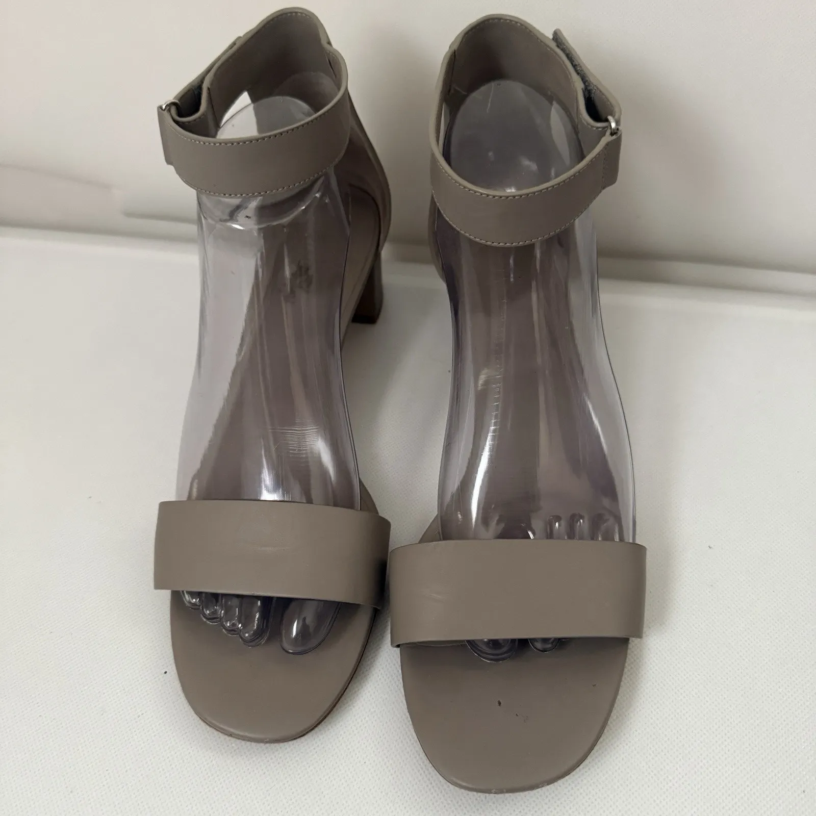 Vince “Rita” Ankle Strap Leather Heeled City Taupe Sandals 9.5M - Image 2