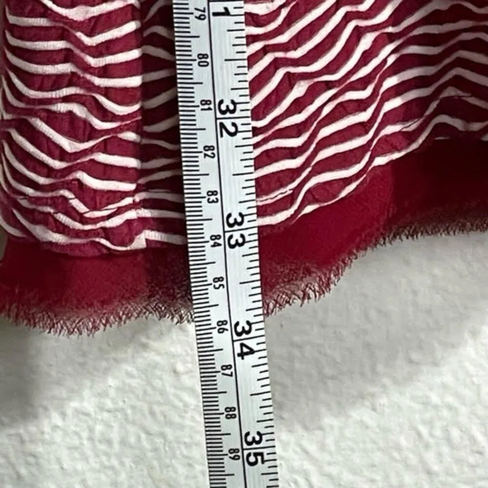 Maeve Anthropologie Size Small Burgundy Red White Wavy Stripe Dress - Image 4