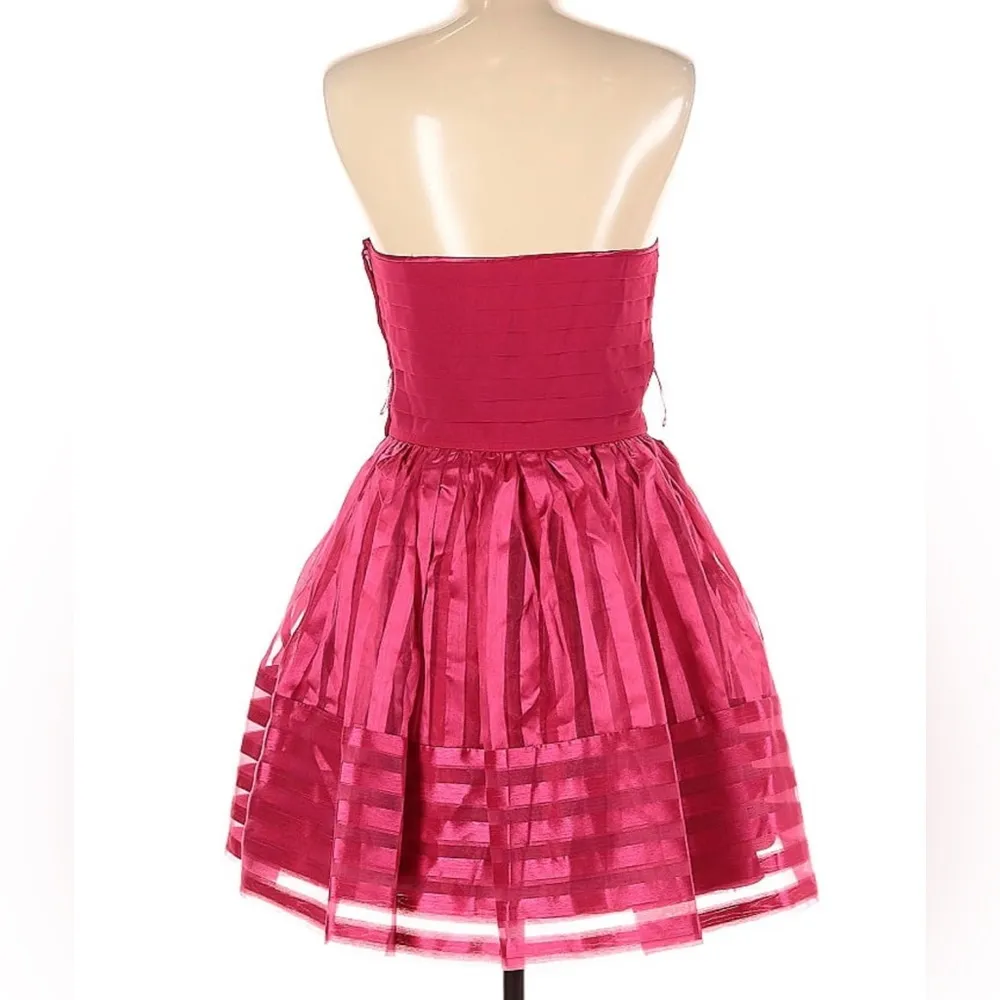 Vintage Y2K  Strapless Tulle Poofy Mini Dress Sweetheart Magenta 8 - Image 2