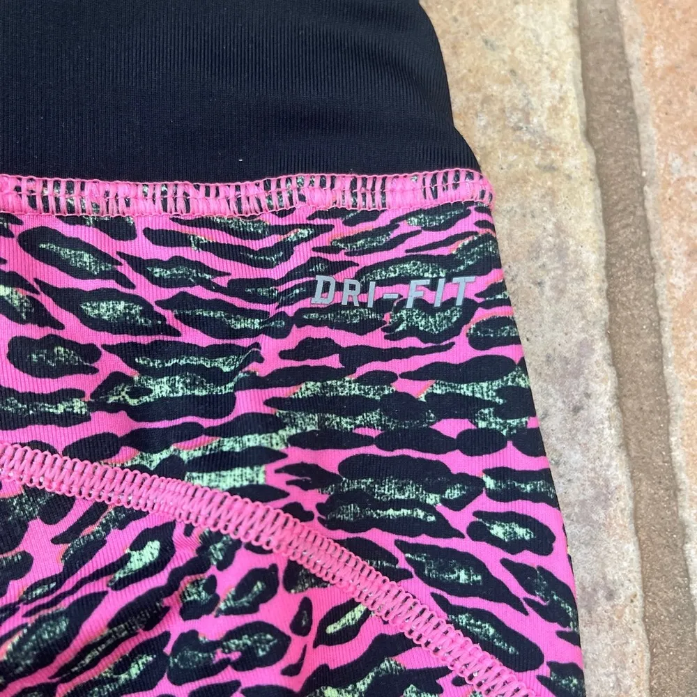 Nike Racer Leopard Legging  Pink Black Capri Pant Compression M - Image 7
