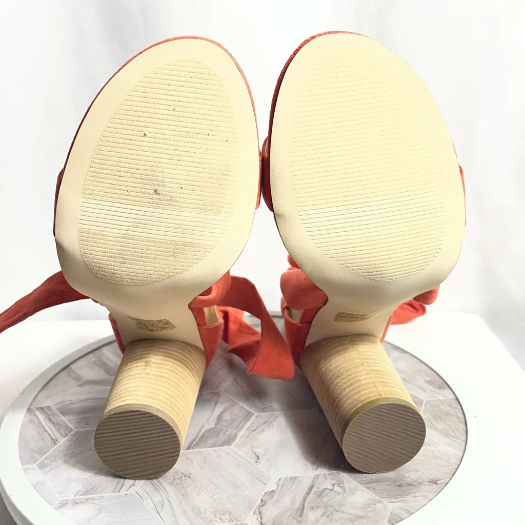 Call It Spring Defuria Orange Faux Suede Wrap Heel Sandals Womens Size 11 - Image 4