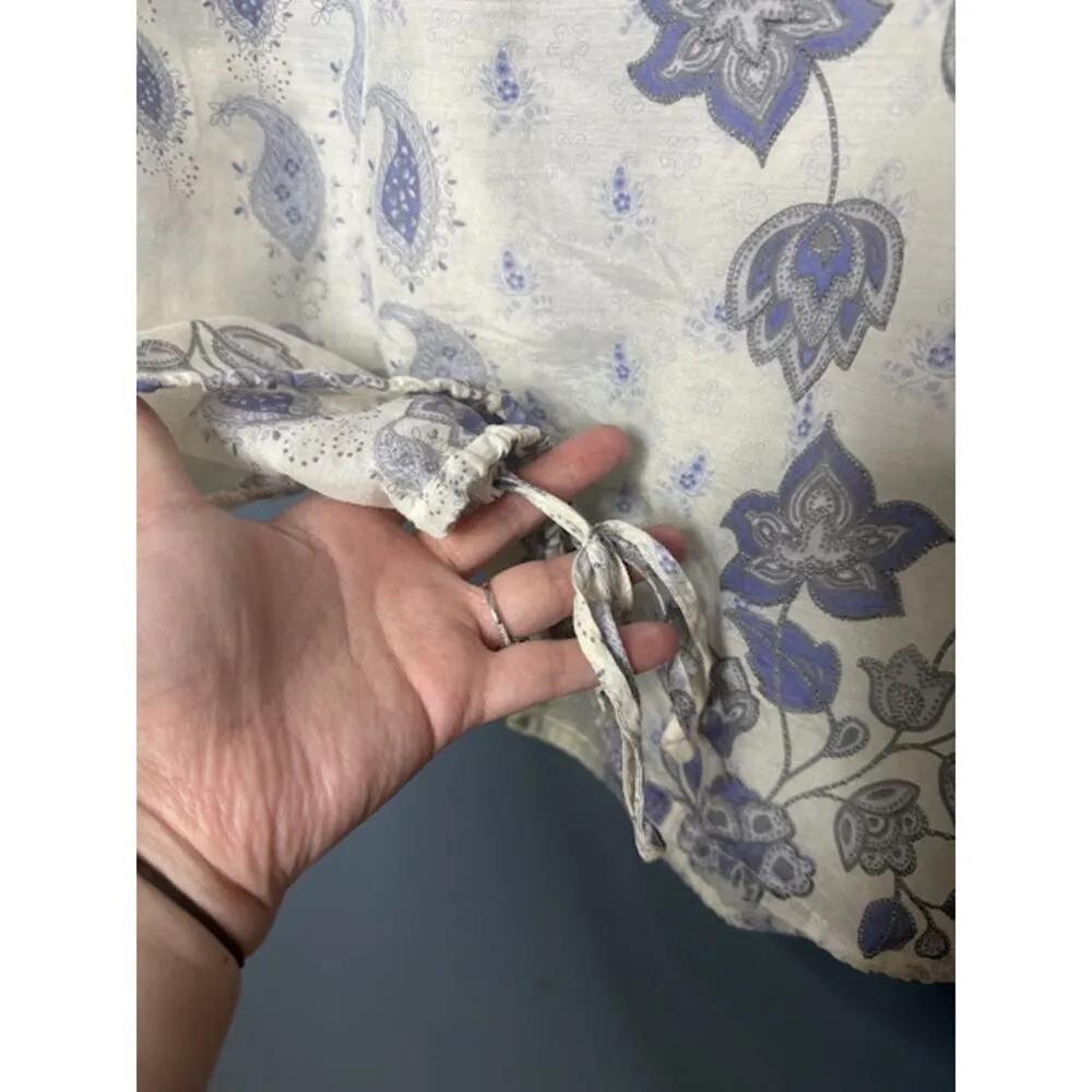 Marks & Spencer Sheer Blouse Women's Size 16 Paisley Western Tie - Image 5