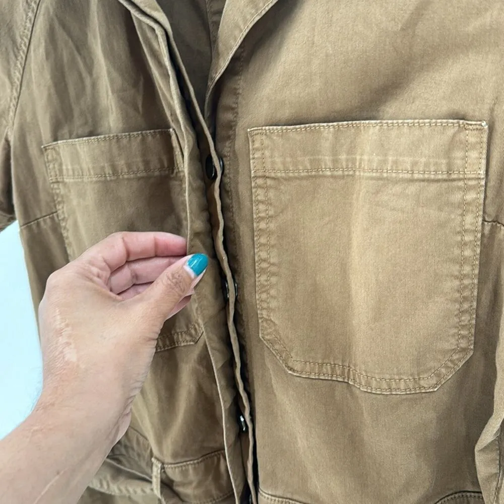 VERONICA BEARD Cropped cotton-blend twill jumpsuit brown tan casual size S - Image 7