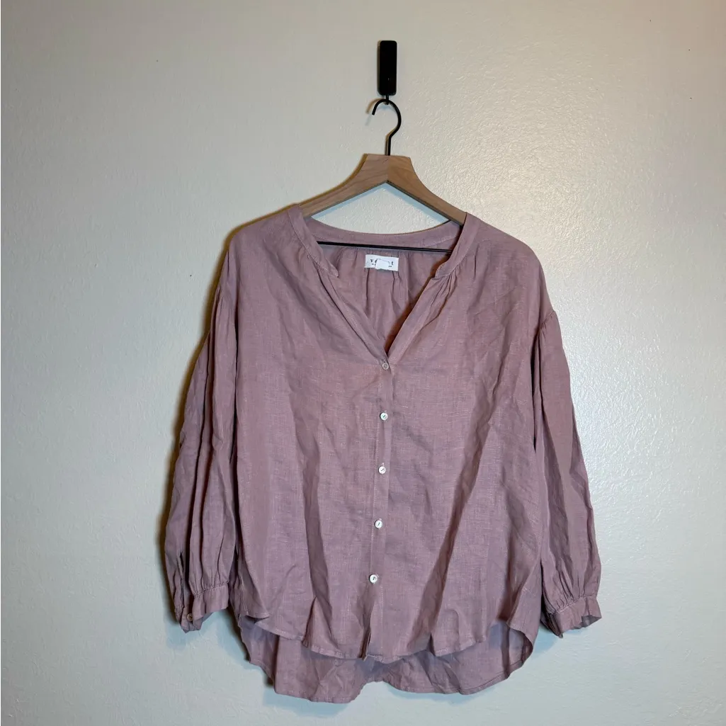 Velvet by Graham & Spencer Velvet Matea Woven Linen Top‎ Pink - Image 2