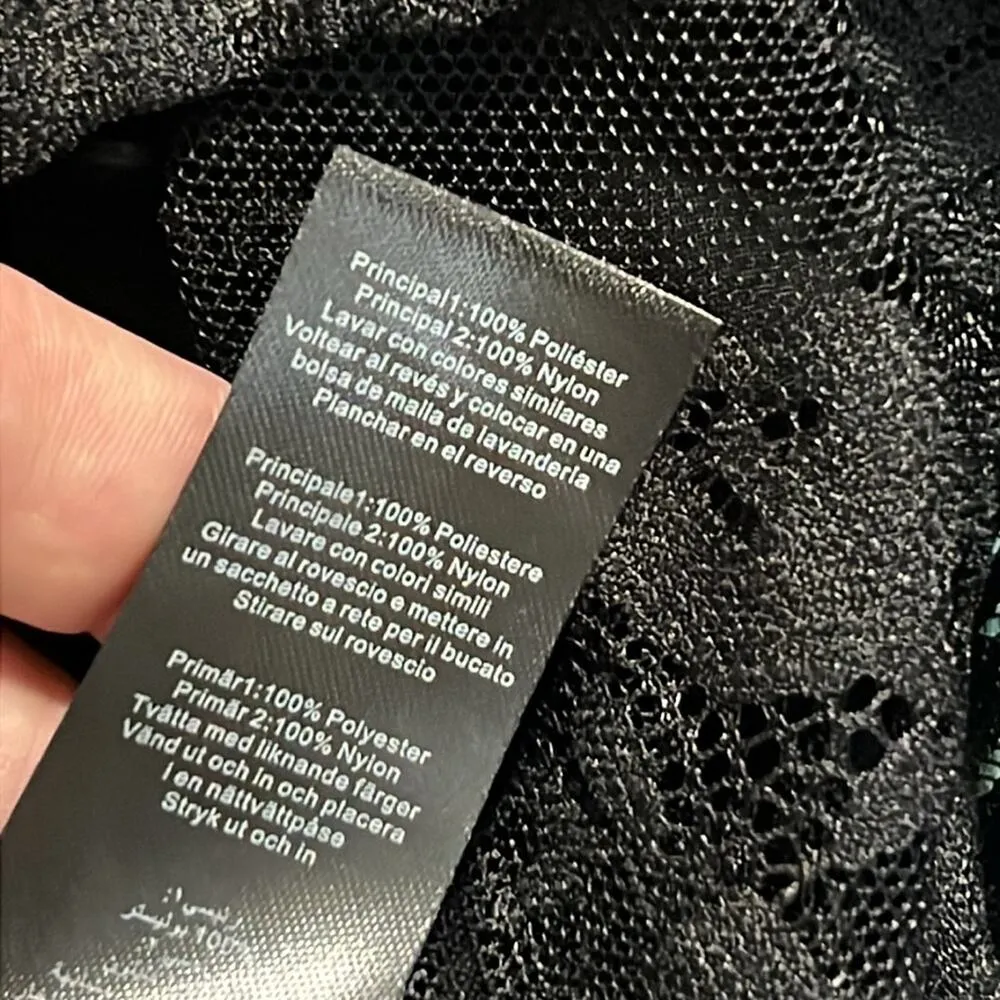 PRETTY LITTLE THING 8 black chiffon frill sleeve lace insert hook & eye corset - Image 13