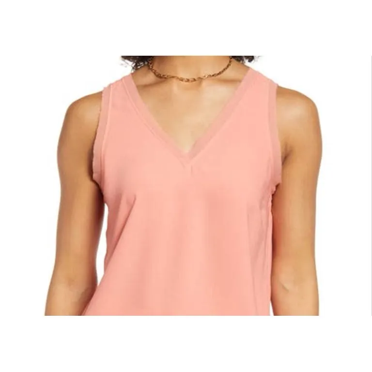 Halogen Raw Edge Tank in Coral Apple - Image 4