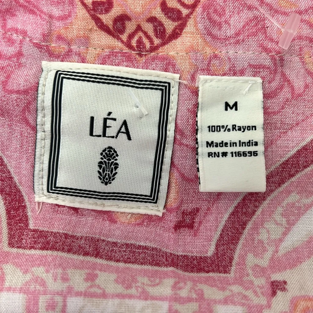 Lea Pink Printed Ruffle Trim Wrap Maxi Dress Size M - Image 9