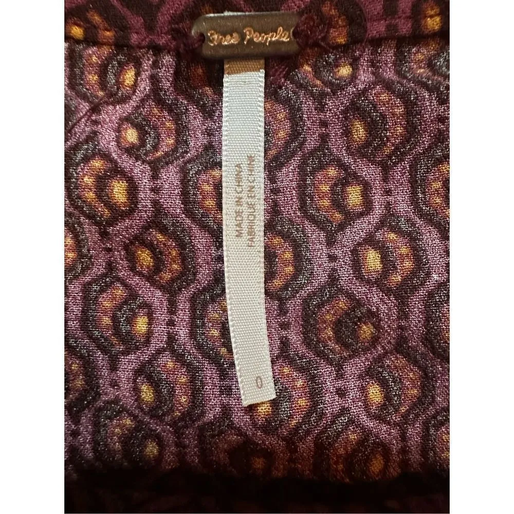 Free People Nadia Red Geometric Hexagon Pattern Asymmetric Ruffle Hem skirt - Image 4