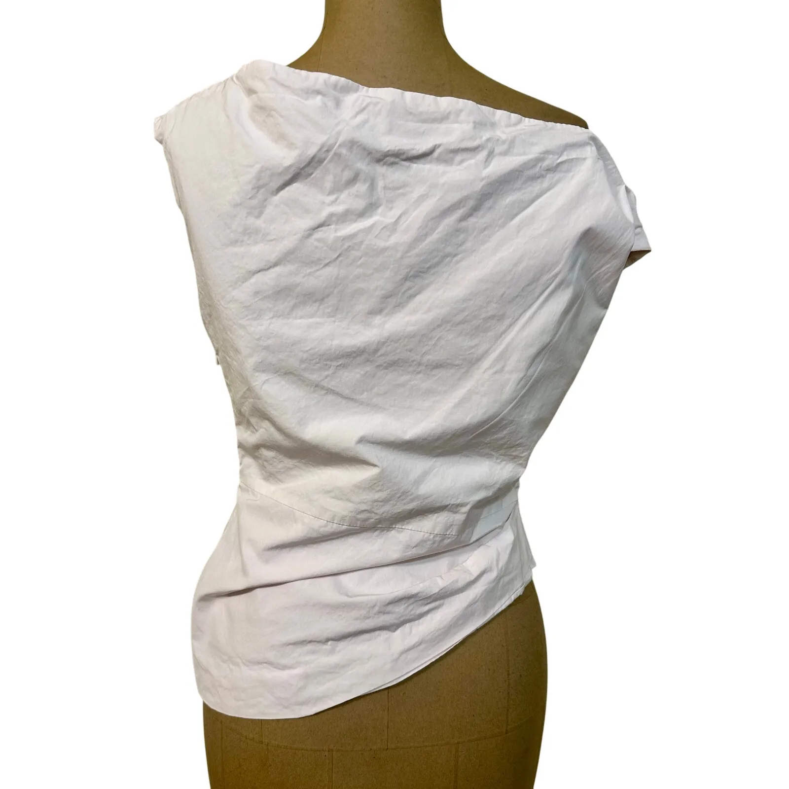 One of Others Blouse Cotton Pallas Draped One Shoulder Light Pink size 0 - Image 3