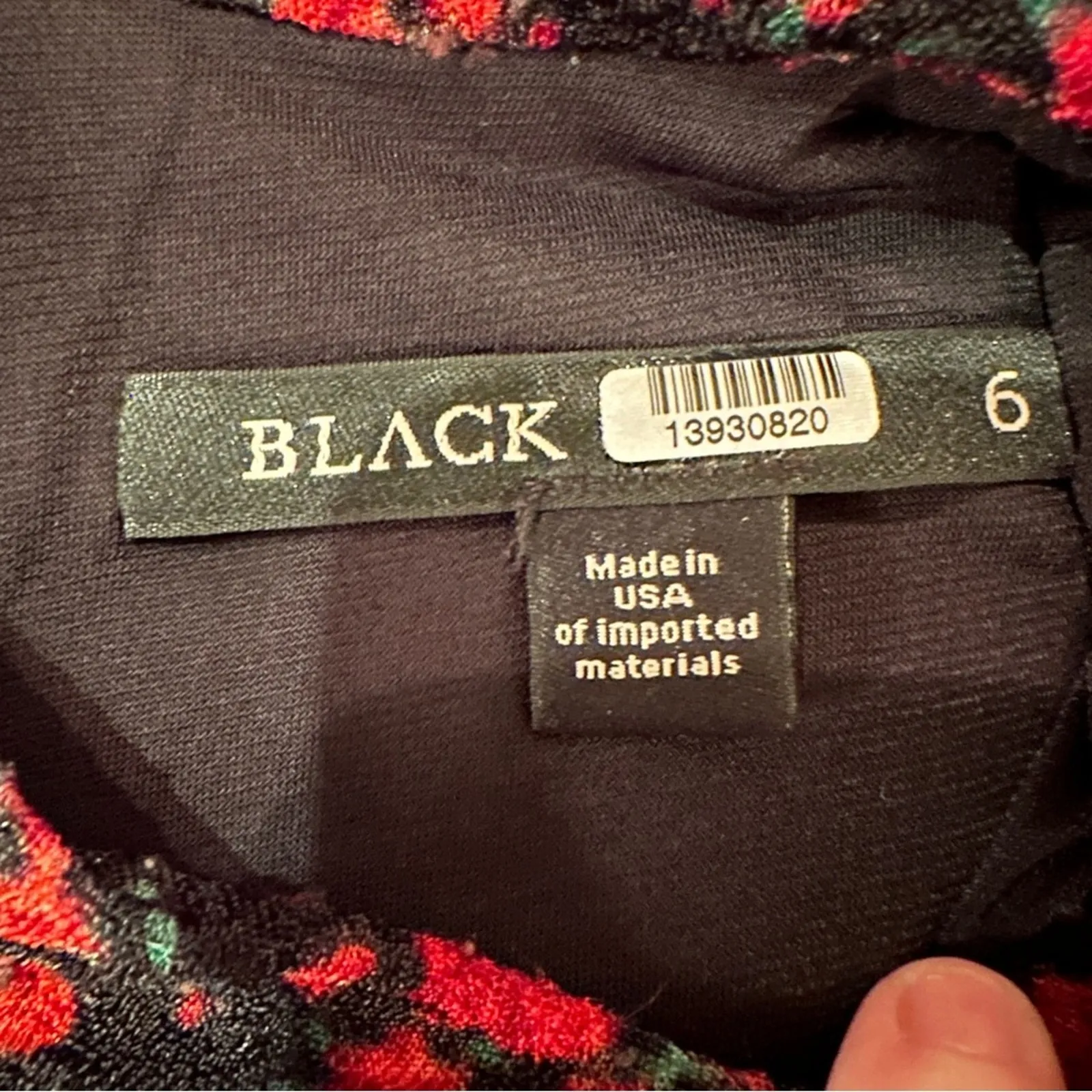 RTR Black Halo‎ Briar Long Sleeve Black & Red Rose Floral Print Mini Dress Sz 6 - Image 7