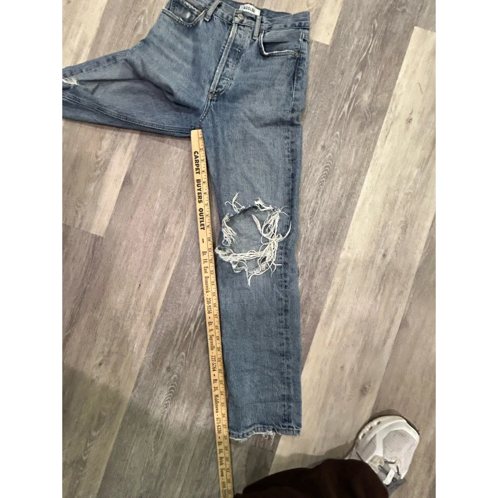 Agolde 90s Pinch Waist Distressed Ripped Straight Leg Fit Jeans Size 23 23x28 - Image 6