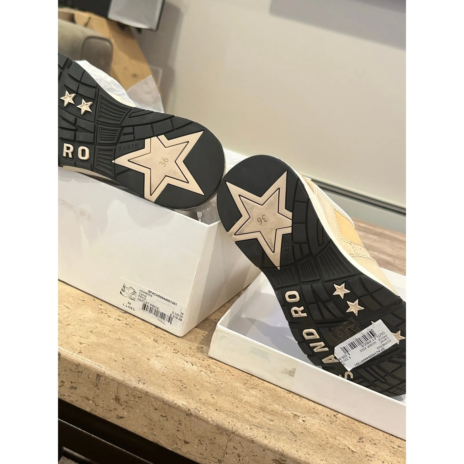 Sandro NEW in box  Camel Mesh Nubuck + Leather Sneakers 36 - Image 8