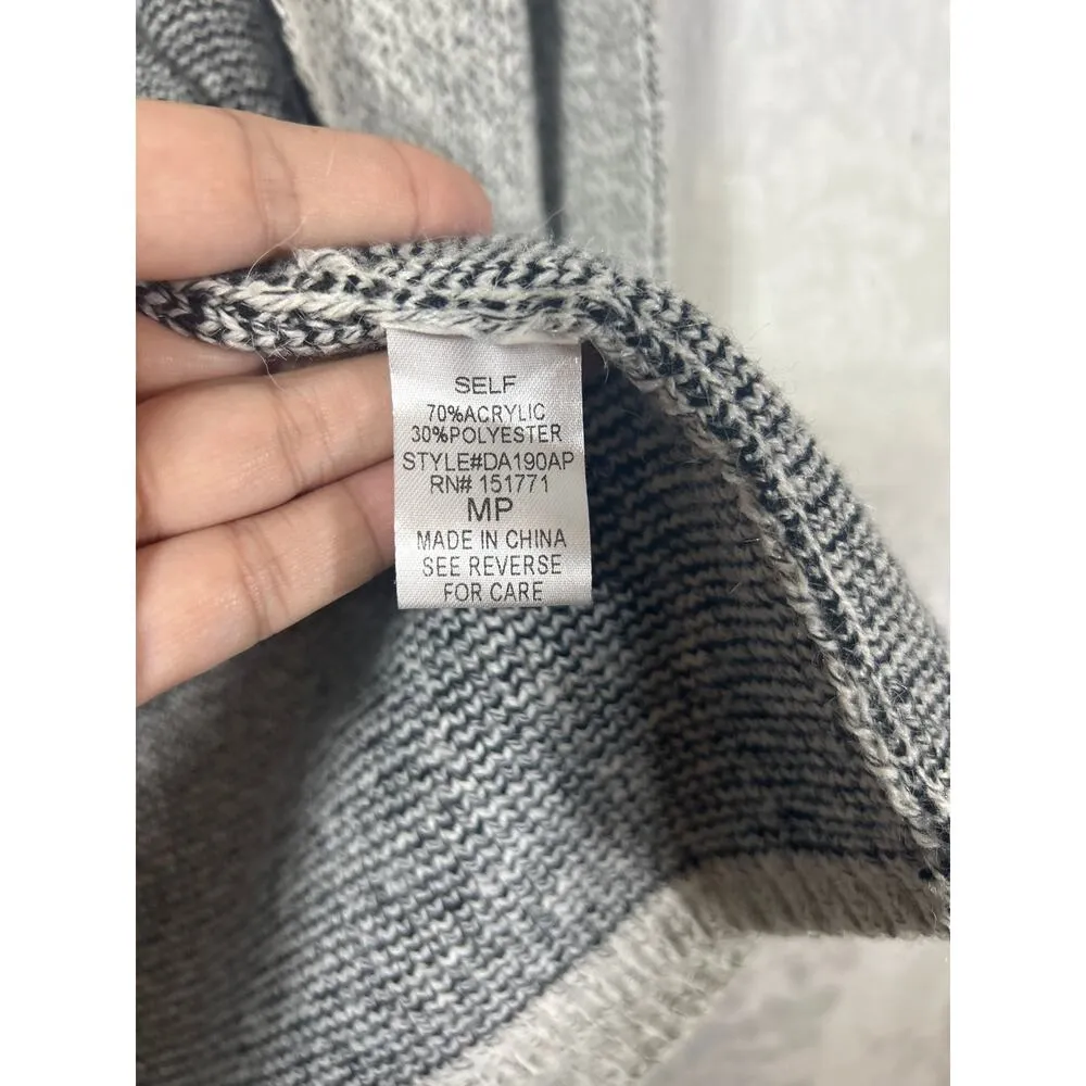 Hail3y:23 Cardigan Sweater Medium PETITE Gray Hooded Applique Embroidered Pocket Size undefined - Image 11