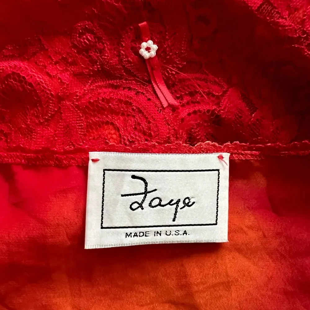 Vintage Faye Lorraine Red Orange Ombré Size M Slip Dress Nightgown EUC Size M - Image 4