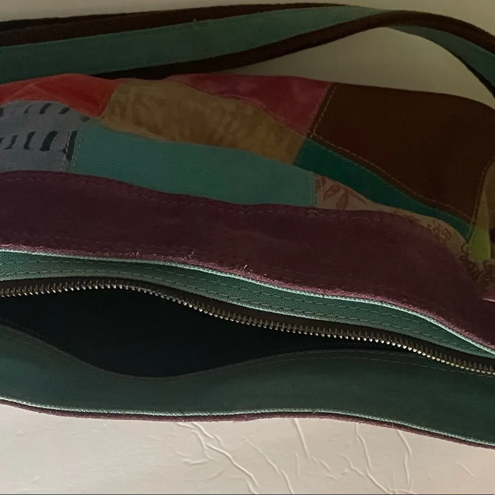 Lucky Vintage Large Suede/Canvas Adjustable Strap Exquisite Patchwork Tote/Bag - Image 3