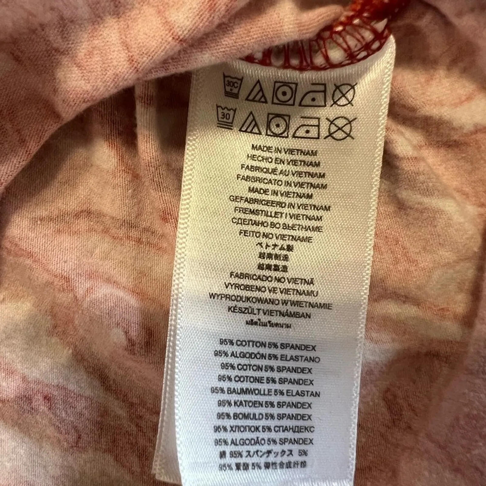 Michael Kors 3/4 Sleeve Ruched Orange & White Toe-Dye Blouse Sz Small - Image 7