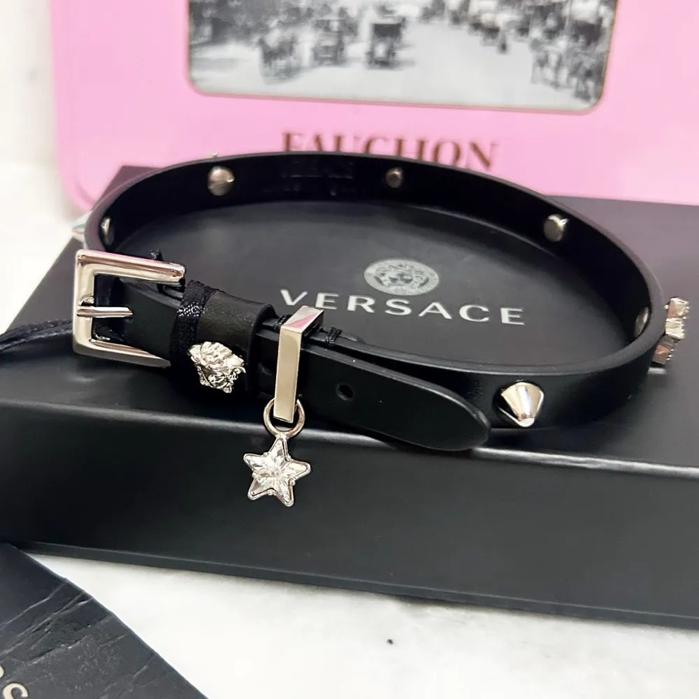 Versace Authentic  NWT Black Medusa Crystal Star / Stud Buckle Choker - Image 11
