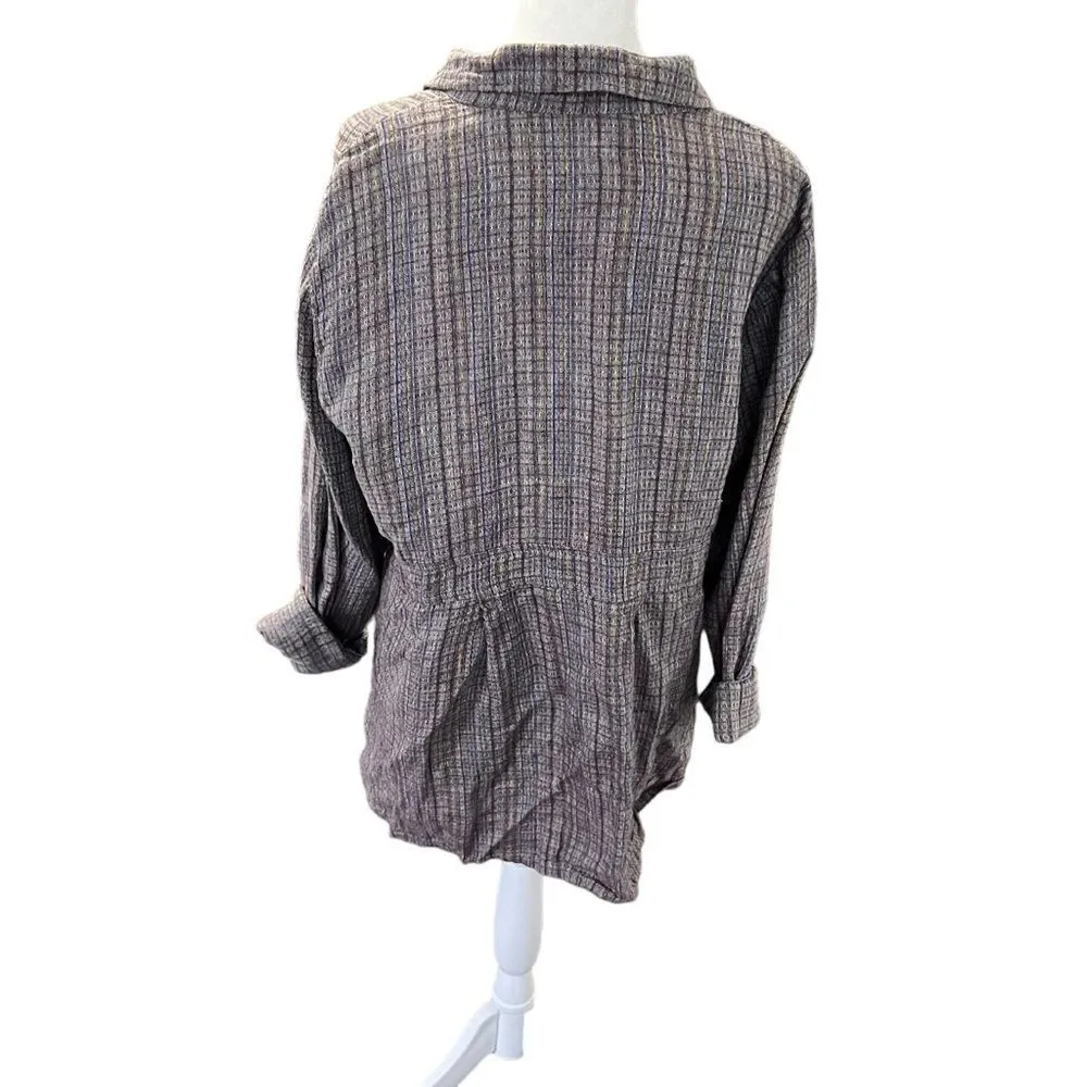 Flax Linen Colorful Button Up Textured Tunic Jacket Size Small - Image 3