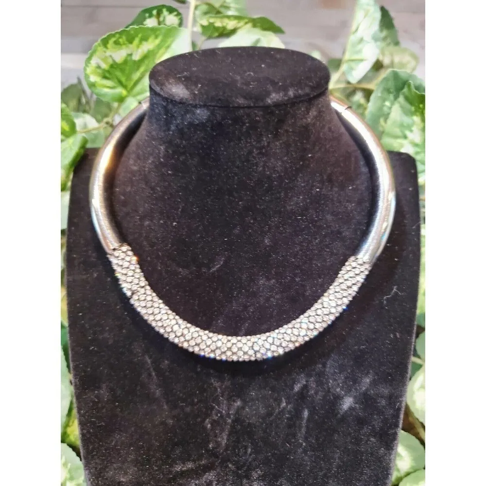 Traci Lynn Silver Tone Rhinestone Necklace - Image 10