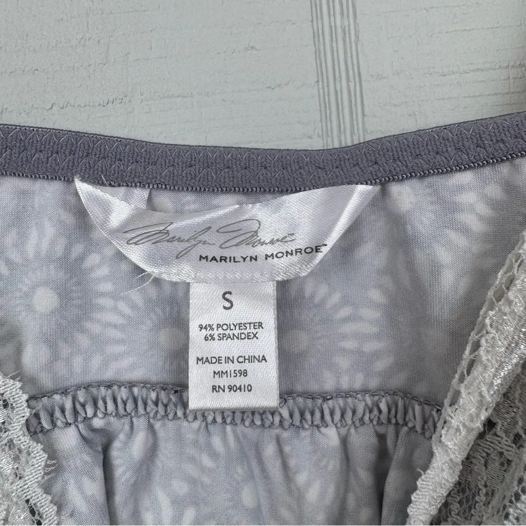 Marilyn Monroe Intimate Sleepwear Babydoll Pajama Tank Top Gray Pattern Lace S - Image 4