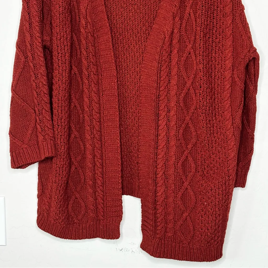 Impressions  Open Front Cable Knit Cardigan Rust Color Size M/L - Image 3