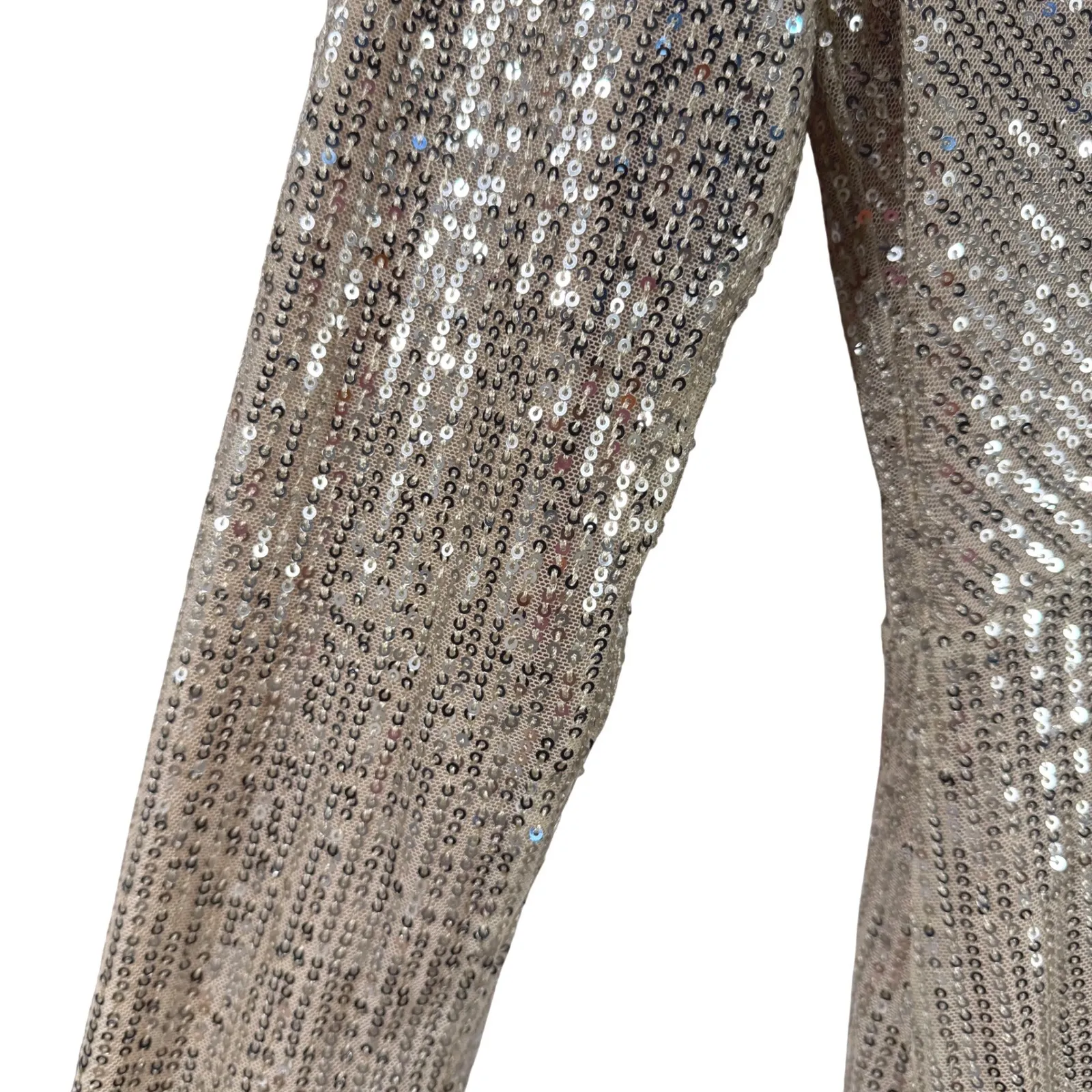 Böhmé Gold Sequin Maxi Dress Long Sleeve V-Neck Evening Gown Size S NYE - Image 6