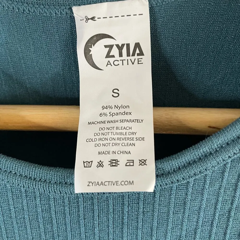Zyia Blue Tank S Embroidered Logo Ribbed Sleeveless Casual Activewear Scoop Neck - Image 5