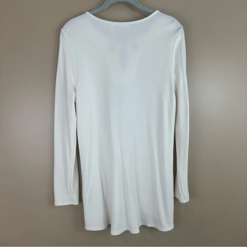 Chico's Off White Cream Cut Out Tunic Blouse 1 Medium - Image 6