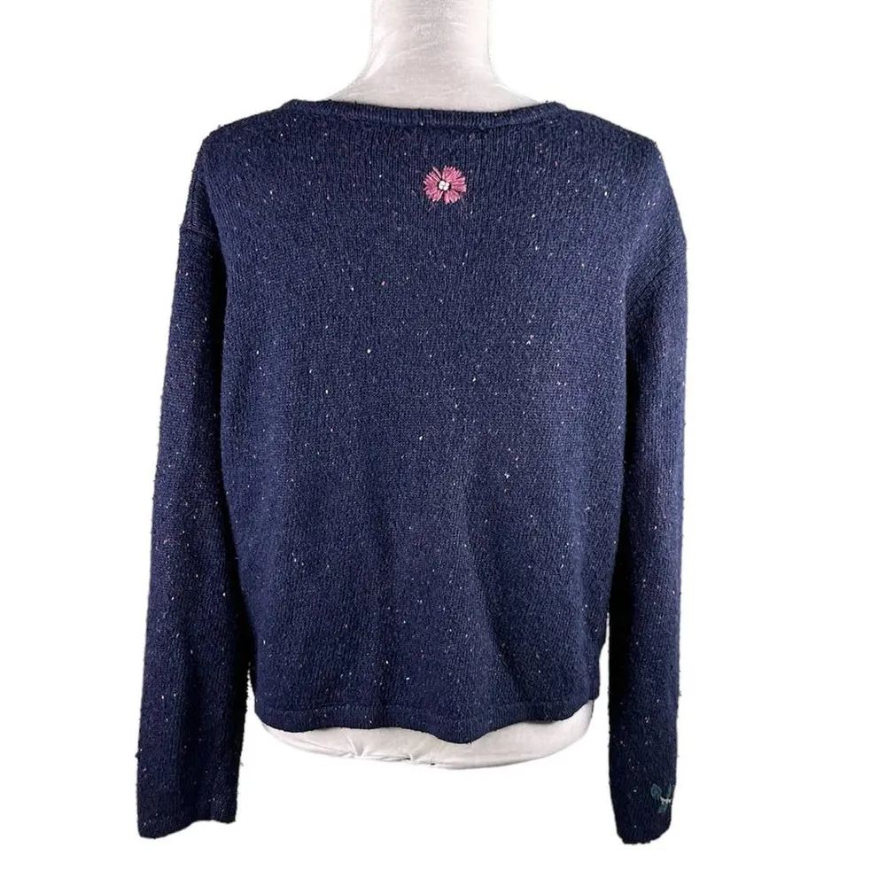 Northern Reflections Sweater Cardigan Large Navy Pink Floral L - Image 5
