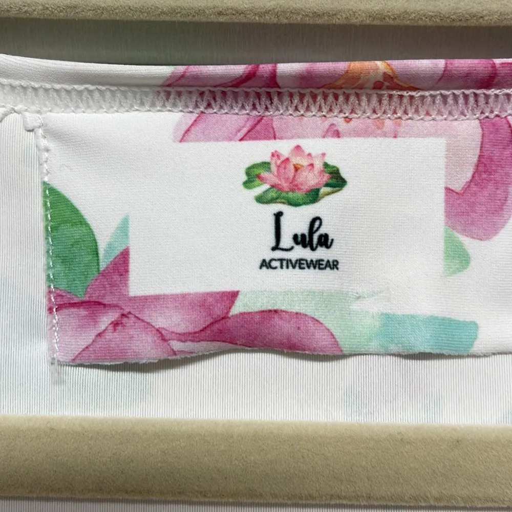 Lula Activewear White Pink Lotus Flower Print Activewear Tank Dress Size Small - Image 4